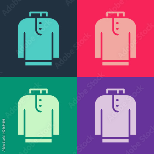 Pop art Shirt kurta icon isolated on color background. Vector