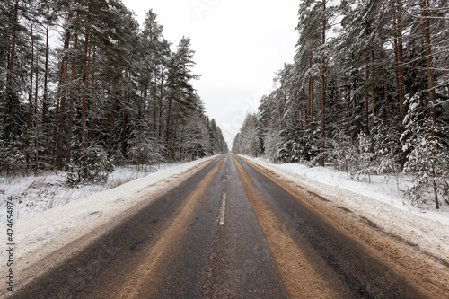 the road in the winter season