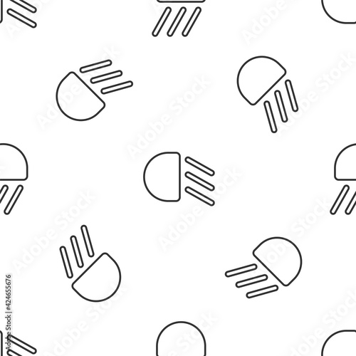 Grey line High beam icon isolated seamless pattern on white background. Car headlight. Vector
