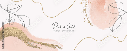 minimal background in pink flowers and tropical summer leaf