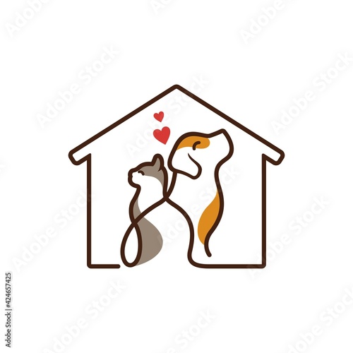 pet house logo with line art concept