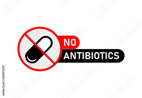 No hormones, No antibiotics flat banner on white background