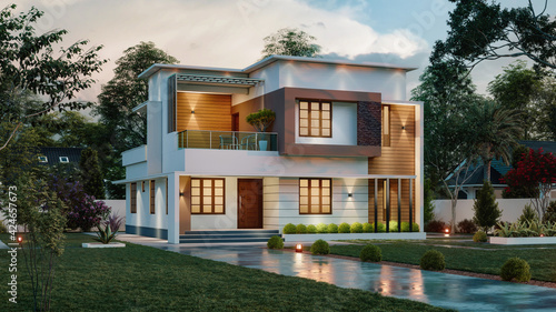 3d illustration of a newly built luxury home