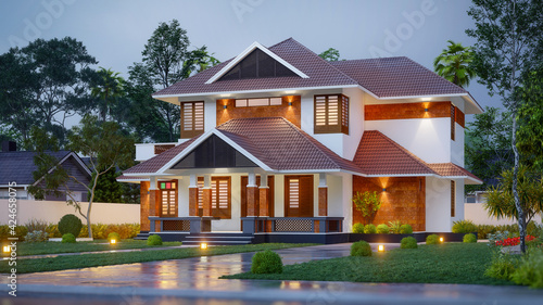3d illustration of a newly built luxury home © abhijith3747