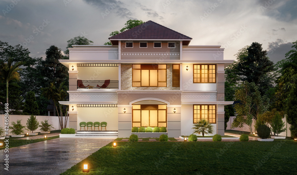 3d illustration of a newly built luxury home 3d illustration of a newly built luxury home
