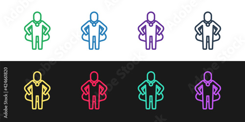 Set line Head hunting icon isolated on black and white background. Business target or Employment sign. Human resource and recruitment for business. Vector