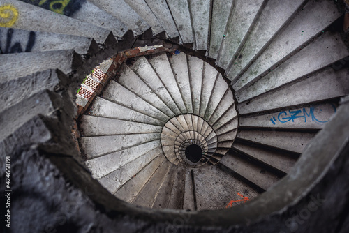 Stairs in Castle in Lapalice village, largest unauthorized construction ever developed in Poland