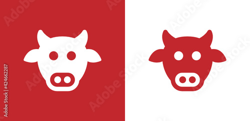 Cow head icon vector. Beef meat symbol for butchery.