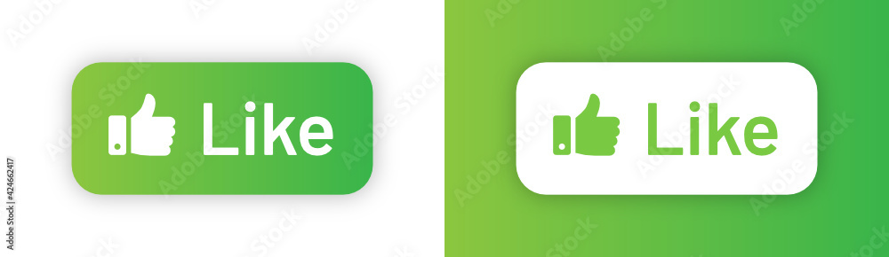 Green Like button with thumbs up vector illustration. Green Like button with thumbs up vector illustration.