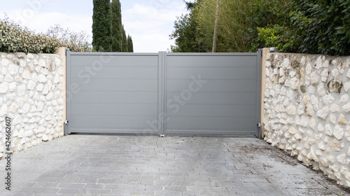 Aluminum high style home grey gate portal of suburb door house