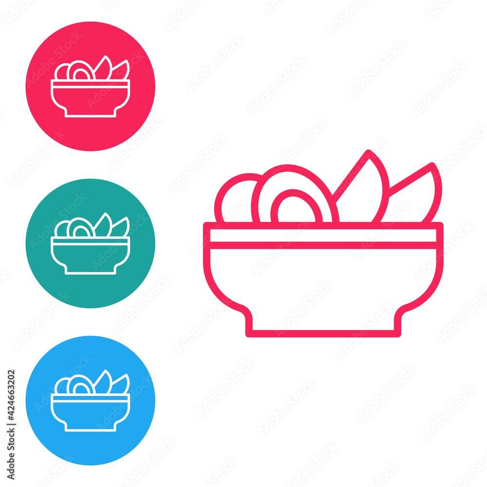 Red line Nachos in plate icon isolated on white background. Tortilla chips or nachos tortillas. Traditional mexican fast food menu. Set icons in circle buttons. Vector Red line Nachos in plate icon isolated on white background. Tortilla chips or nachos tortillas. Traditional mexican fast food menu. Set icons in circle buttons. Vector