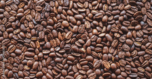 Close up of roasted coffee beans background