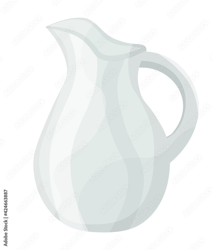 transparent glass jug on an isolated background in flat style with highlights transparent glass jug on an isolated background in flat style with highlights