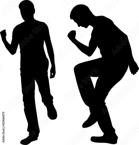 silhouettes of happy winners isolated