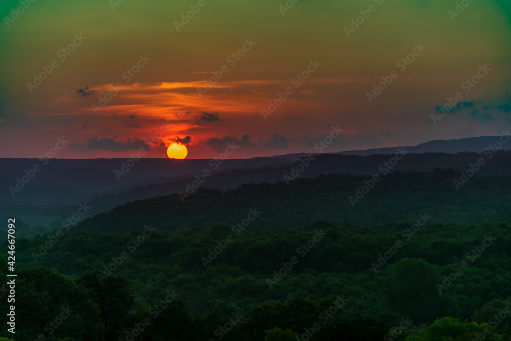 Fototapeta premium Dreamy sunset over the mountains 