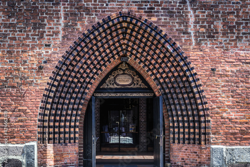 Portal of Assumption of Blessed Virgin Mary Church in Gryfice town, West Pomerania region, Poland photo