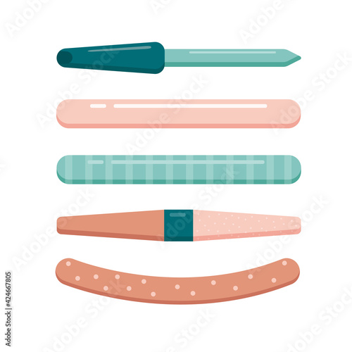 Set Different Types of Nail Files. Manicure Care Tools