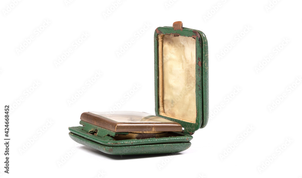 Old green folding travel alarm clock Old green folding travel alarm clock