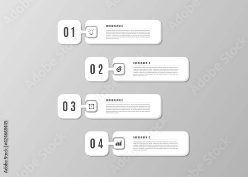 4 Step Options Infographic Design with Icons. Workflow Business Round Concept. Can be used for infographics, flow charts, presentations, website, banners, printed materials.