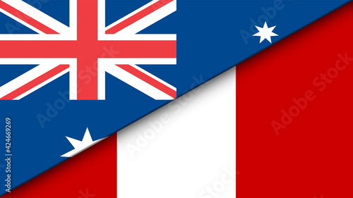 Peru and Australia Flat flag - Double Flag 