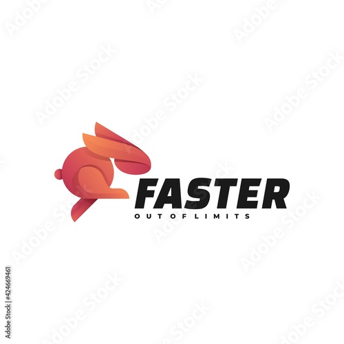 Vector Logo Illustration Faster Gradient Colorful Style.