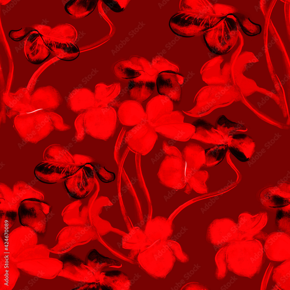 Surface floral print. Seamless botanical background with flowers. 