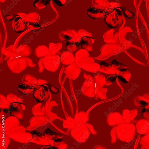 Fototapeta Naklejka Na Ścianę i Meble -  Surface floral print. Seamless botanical background with flowers. 