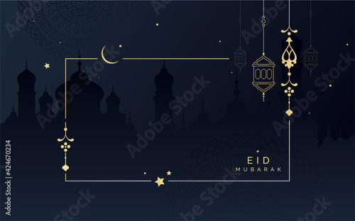 Eid Mubarak Festival Greeting Background Design Template photo