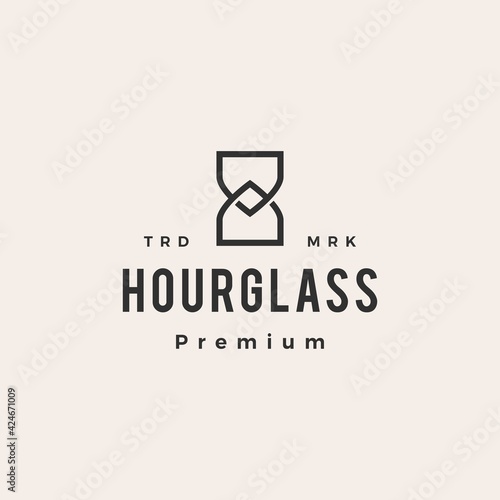 hourglass monoline hipster vintage logo vector icon illustration