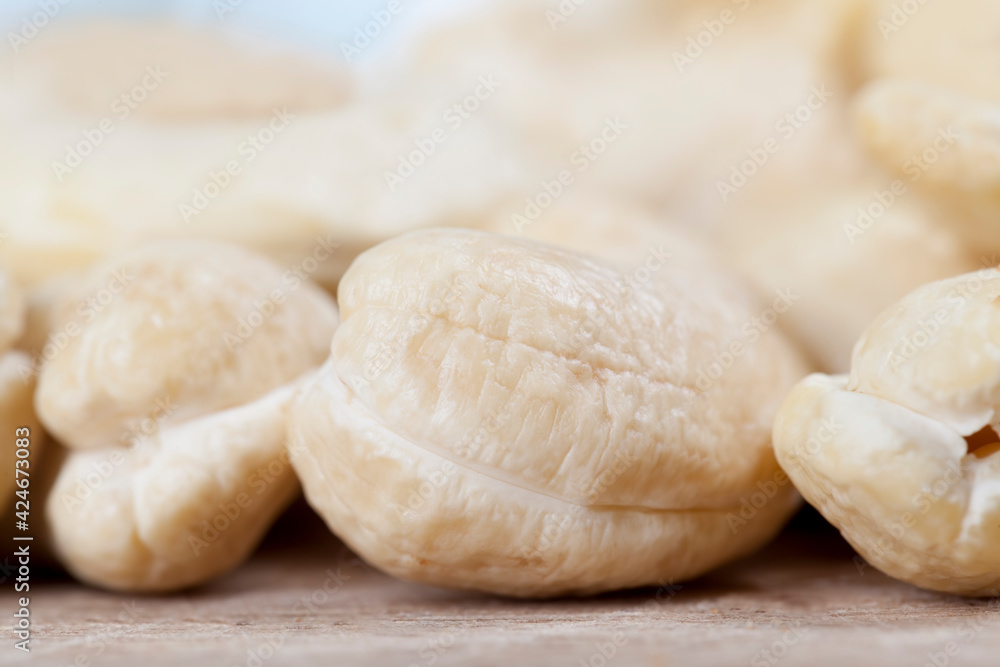 delicious and healthy raw cashew nuts, close up