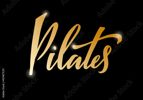 Vector illustration of pilates creative isolated lettering for banners, posters, catalogs, article headlines, product design, clothing labels. Handwritten calligraphic text for web or print
