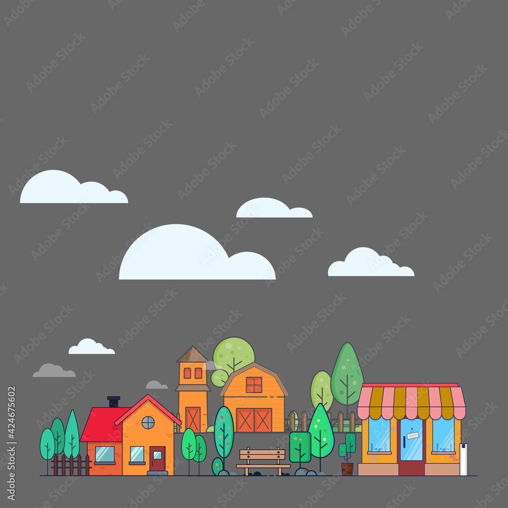 houses in the city illustration