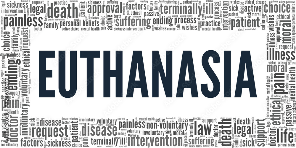 Euthanasia vector illustration word cloud isolated on a white background.