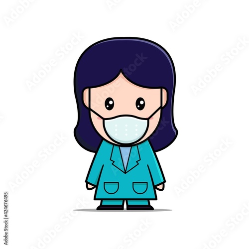 nurse cartoon character kawaii design illustration