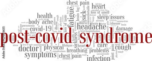 Post-covid syndrome vector illustration word cloud isolated on a white background.