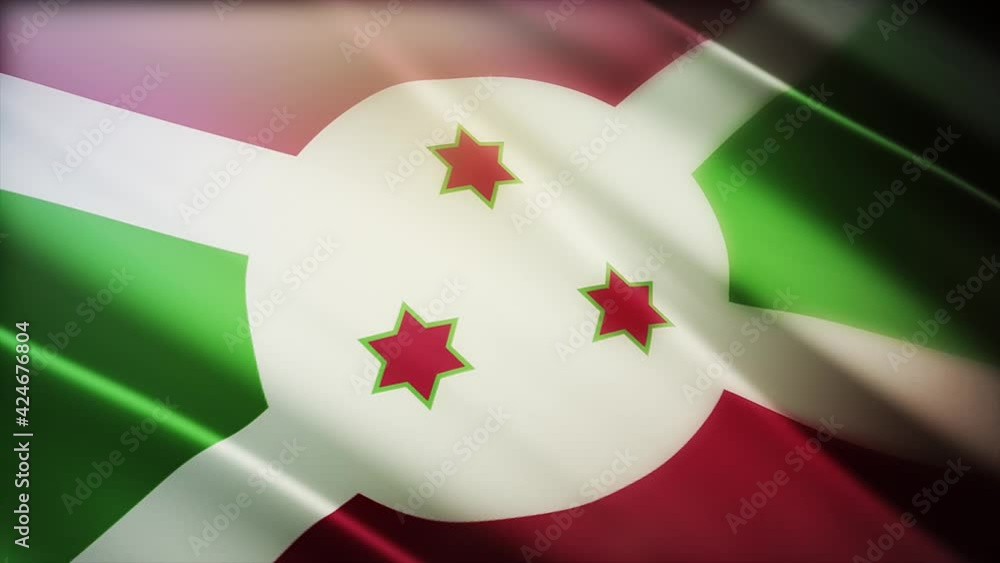 4k Burundi National flag slow waving with visible wrinkles in Burundians wind blue sky seamless loop background.A fully digital rendering;animation loops at 40 seconds;smooth texture. 4k Burundi National flag slow waving with visible wrinkles in Burundians wind blue sky seamless loop background.A fully digital rendering;animation loops at 40 seconds;smooth texture.