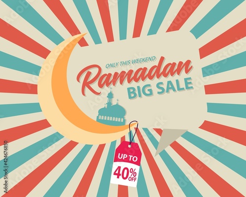 Ramadan sale banners set discount and best offer tag  label or sticker set on occasion of Ramadan Kareem and Eid Mubarak  vector illustration