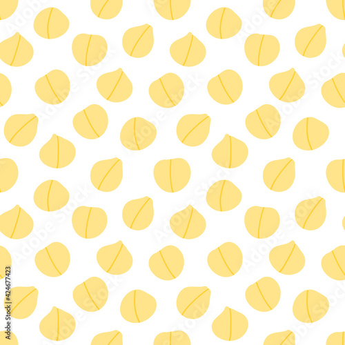 Chickpeas, chick pea seeds vector seamless pattern background for healthy vegan food design.