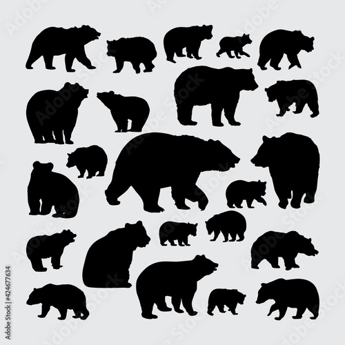 Bear silhouette. a set of bear silhouettes