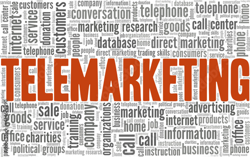 Telemarketing vector illustration word cloud isolated on a white background.