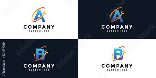 Sign letter A and B logo wrench