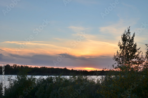 Evening on the banks of the Irtysh, Omsk Region, Siberia, Russia