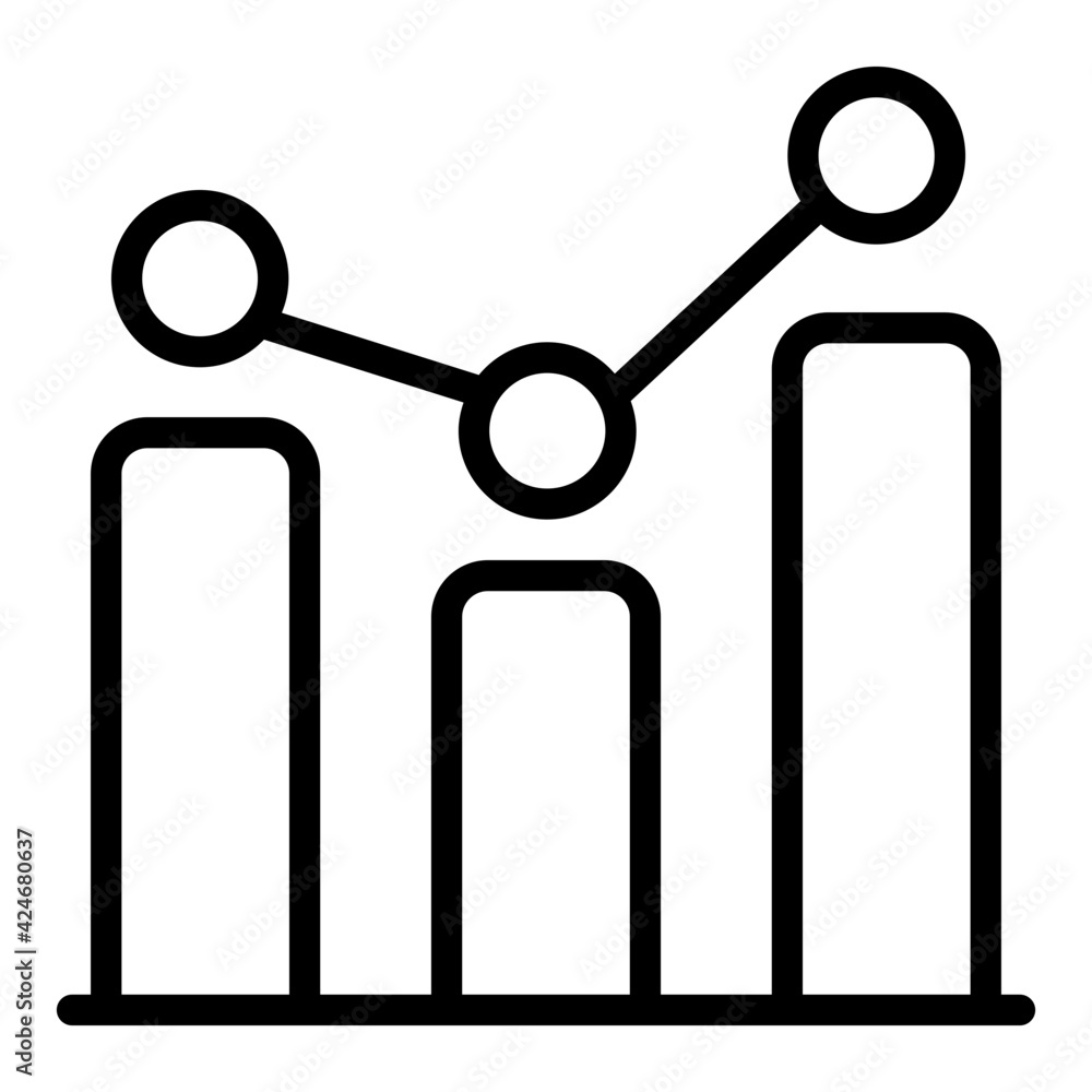 An outline design, icon of polyline chart An outline design, icon of polyline chart