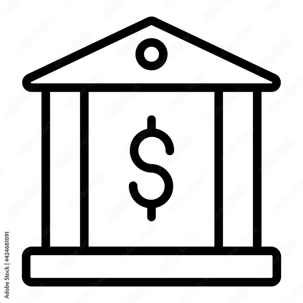 An outline design, icon of bank An outline design, icon of bank