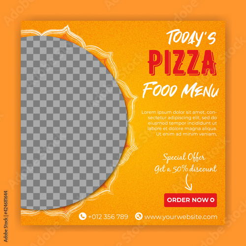 Pizza food menu social media banner post template