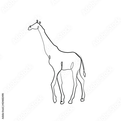 Giraffe continuous line drawing  small tattoo  print for clothes and logo design  emblem or logo design  silhouette one single line on a white background  isolated vector illustration.