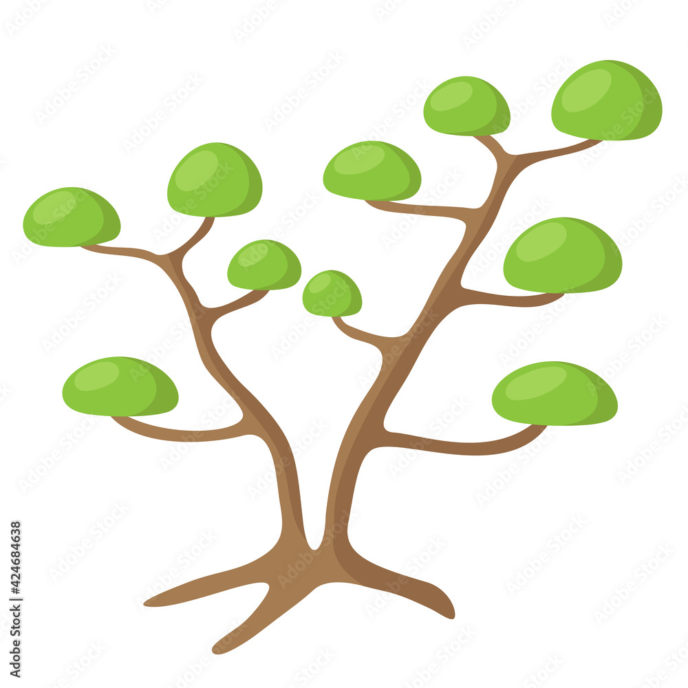 Pine nivaki, vector drawing. Bonsai garden, green tree for creating landscaping. Pine nivaki, vector drawing. Bonsai garden, green tree for creating landscaping.