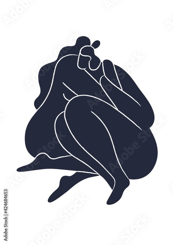 Vertical modern interior poster in Matisse style. Minimalist contemporary wal...