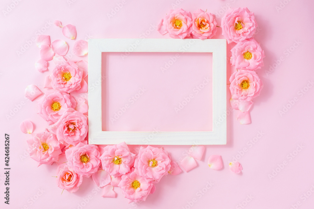 Pink roses with photo frame Pink roses with photo frame