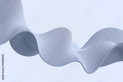 Surfaces with a stunning futuristic composition of the array with dynamic emitted particle backgrounds. Volume waves formed from many spheres. Modern technology design template in abstract style.